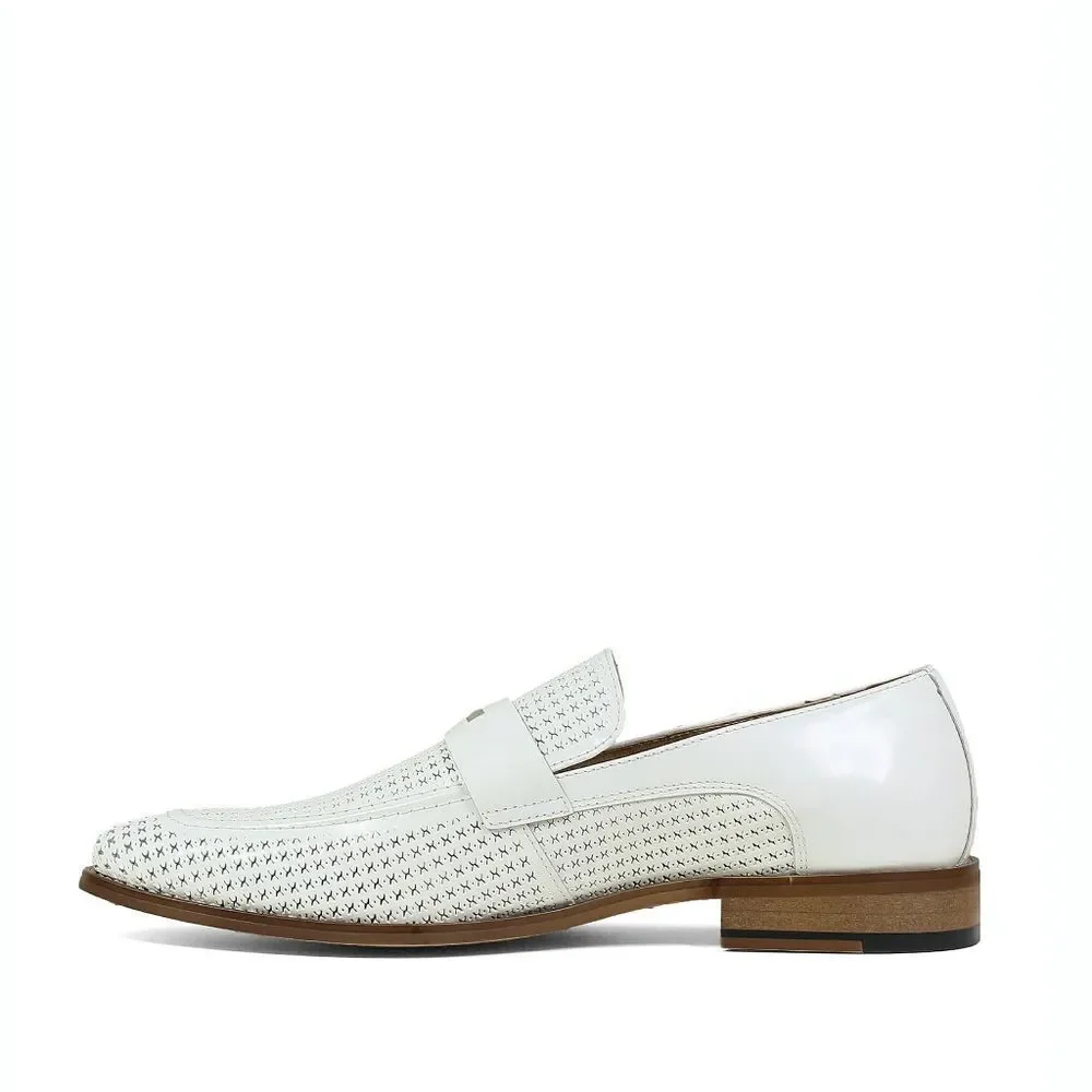 New! STACY ADAMS Belvan Leather Moc Toe Men's Shoes Slip-on White Size 7.5